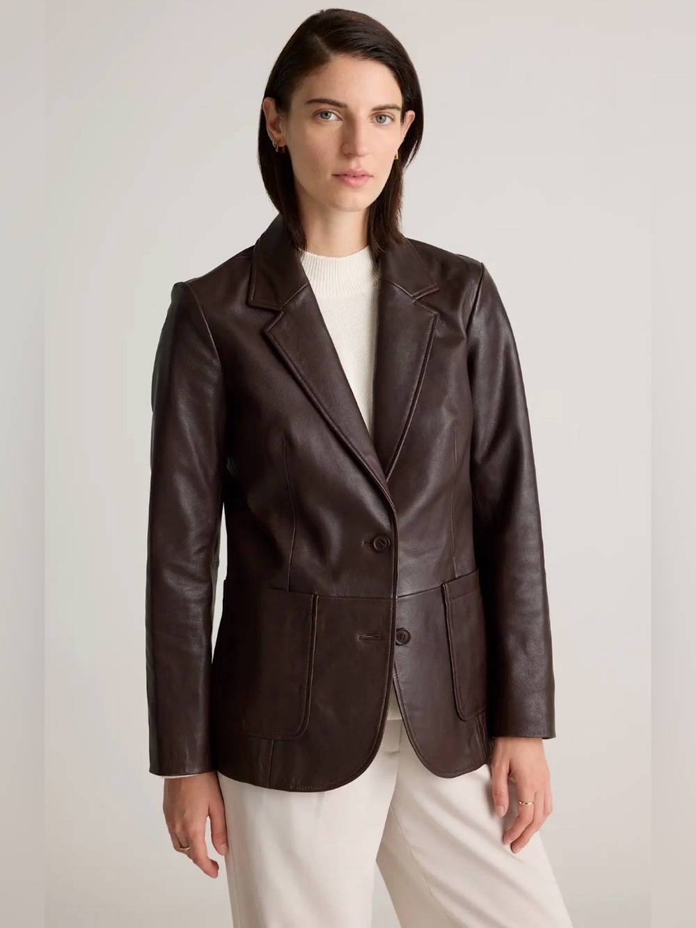 Quince 100% Leather Blazer in brown L